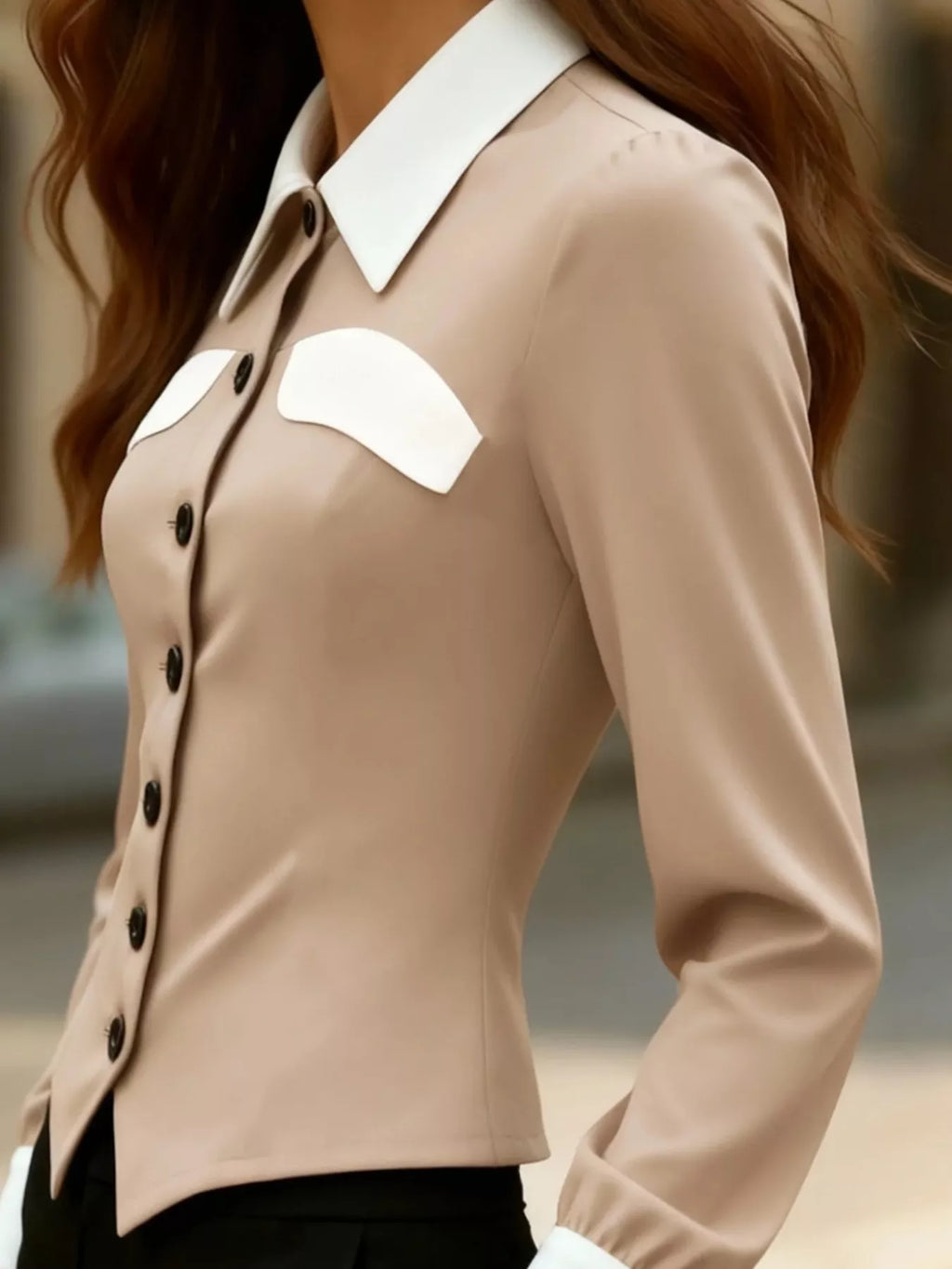 Contrast Button-Down Shirt
