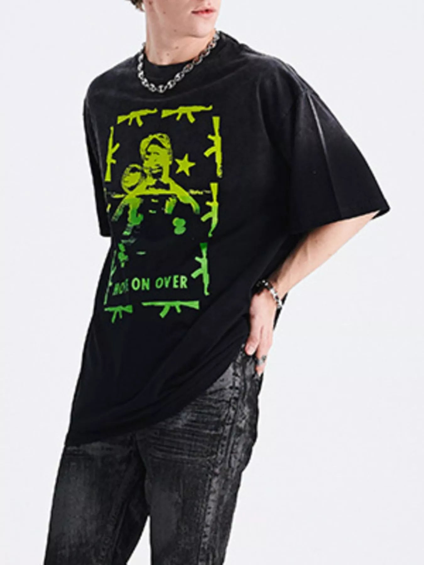 Men's Graphic Round Neck Oversized T-Shirt