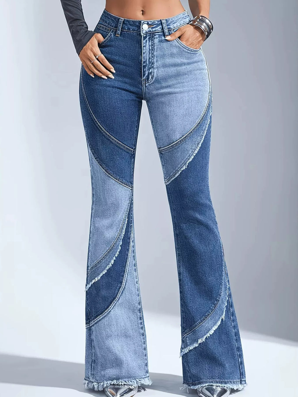 Frayed Hem Flare Jeans