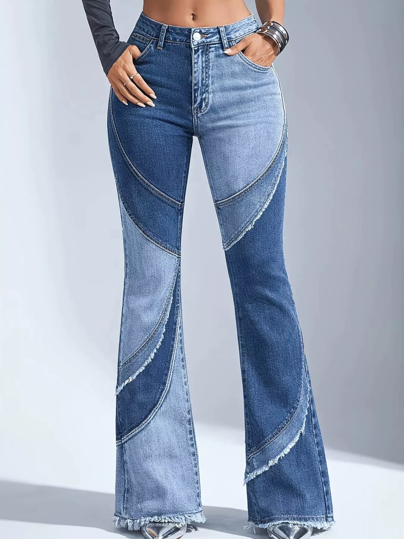 Frayed Hem Flare Jeans