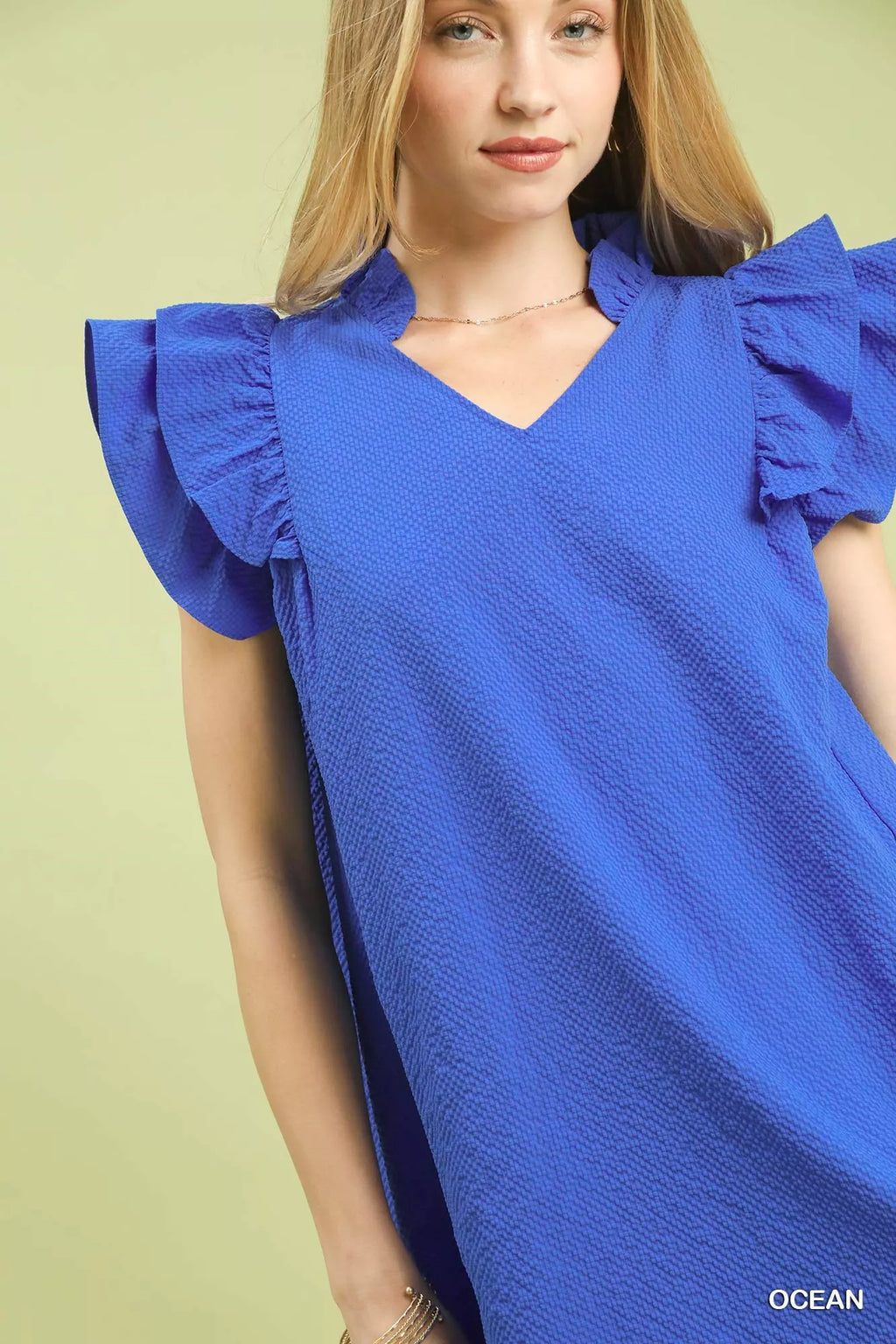 Umgee Seersucker Ruffle Shift Dress