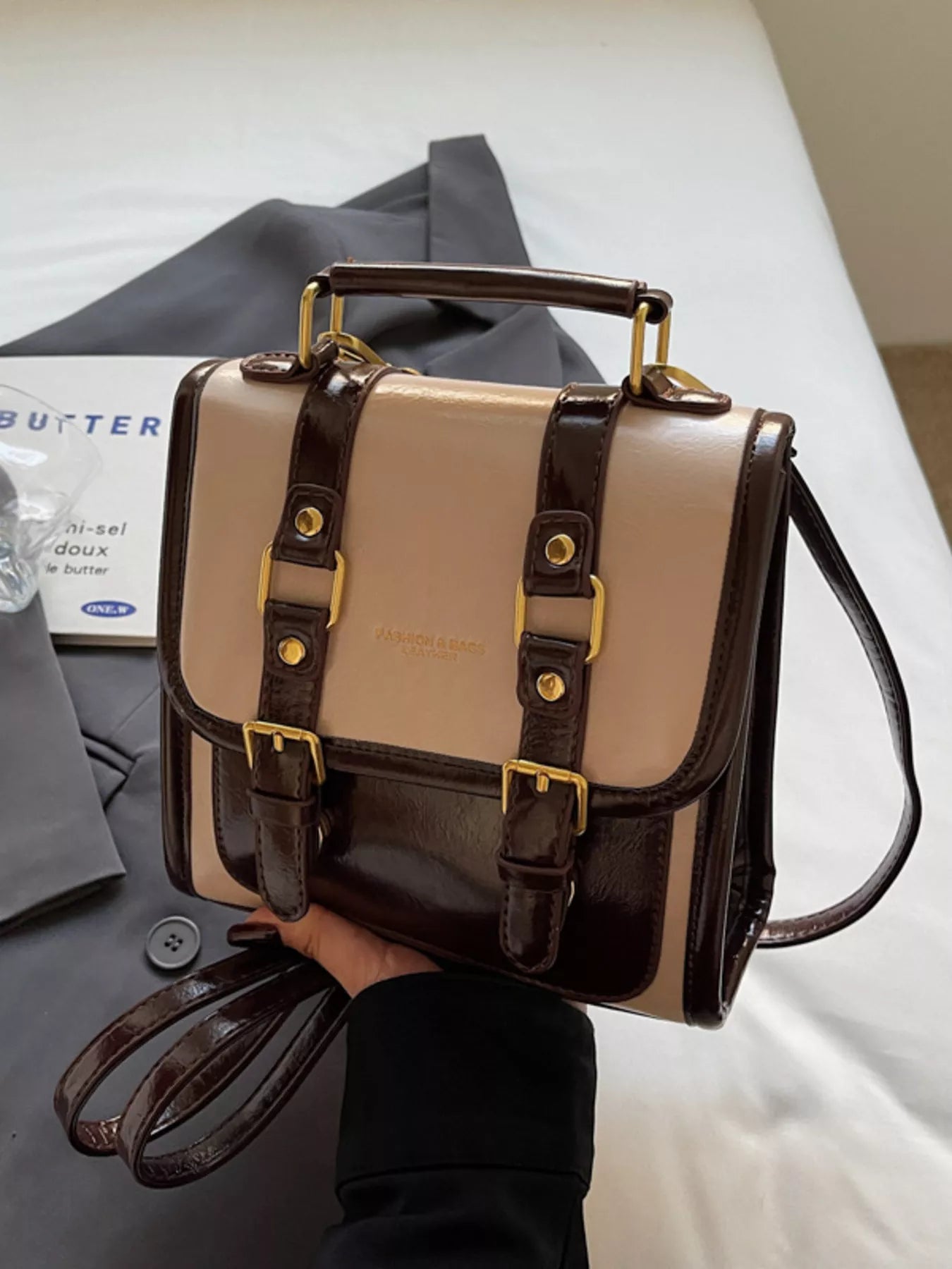 Vintage Style Buckle Backpack Bag