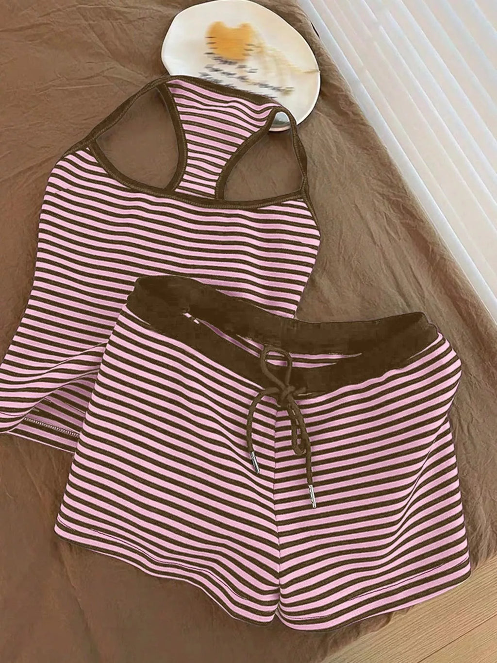 Striped Tank Top and Shorts Set