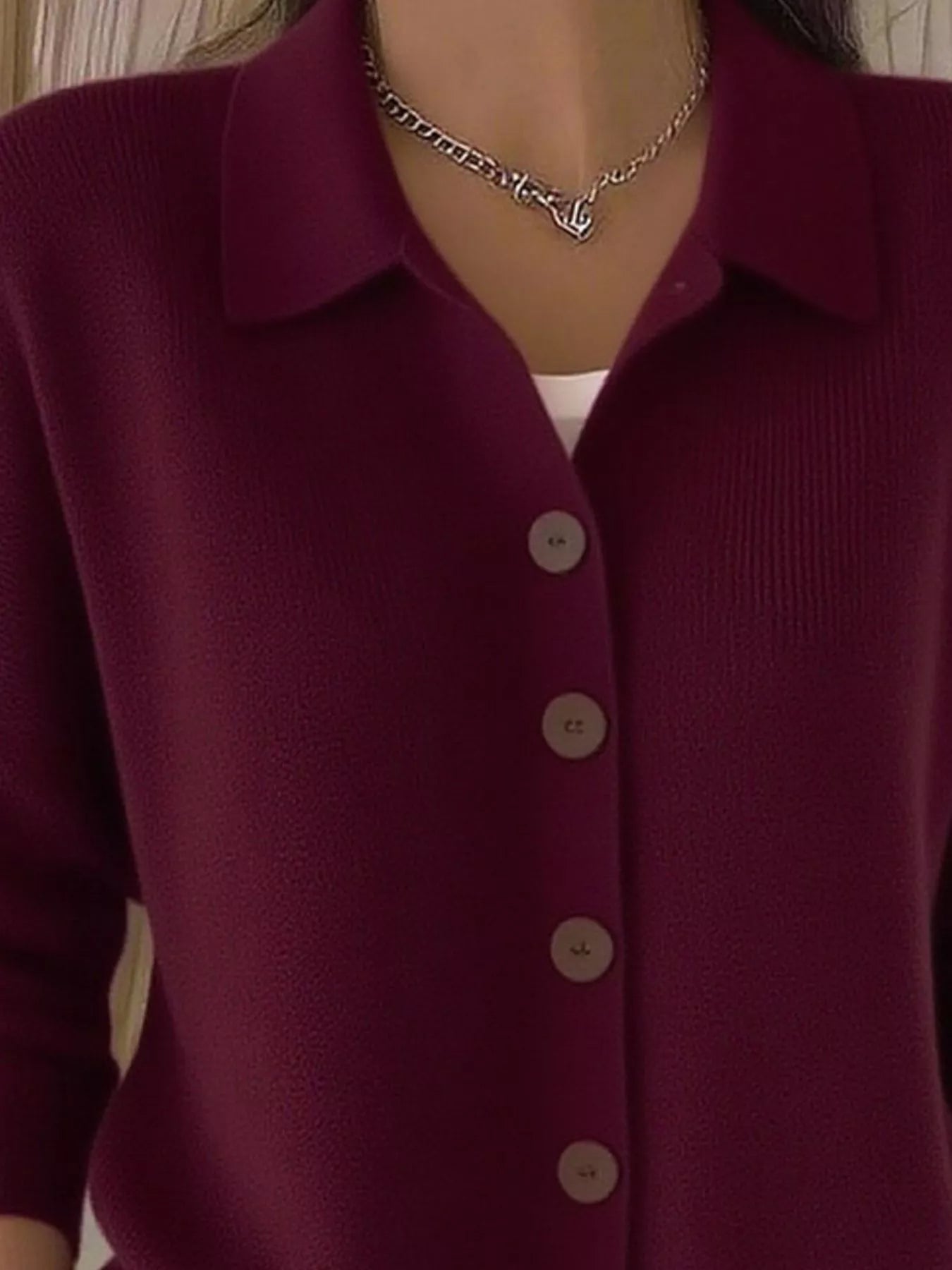Full Size Button-Down Knit Cardigan Plus Size
