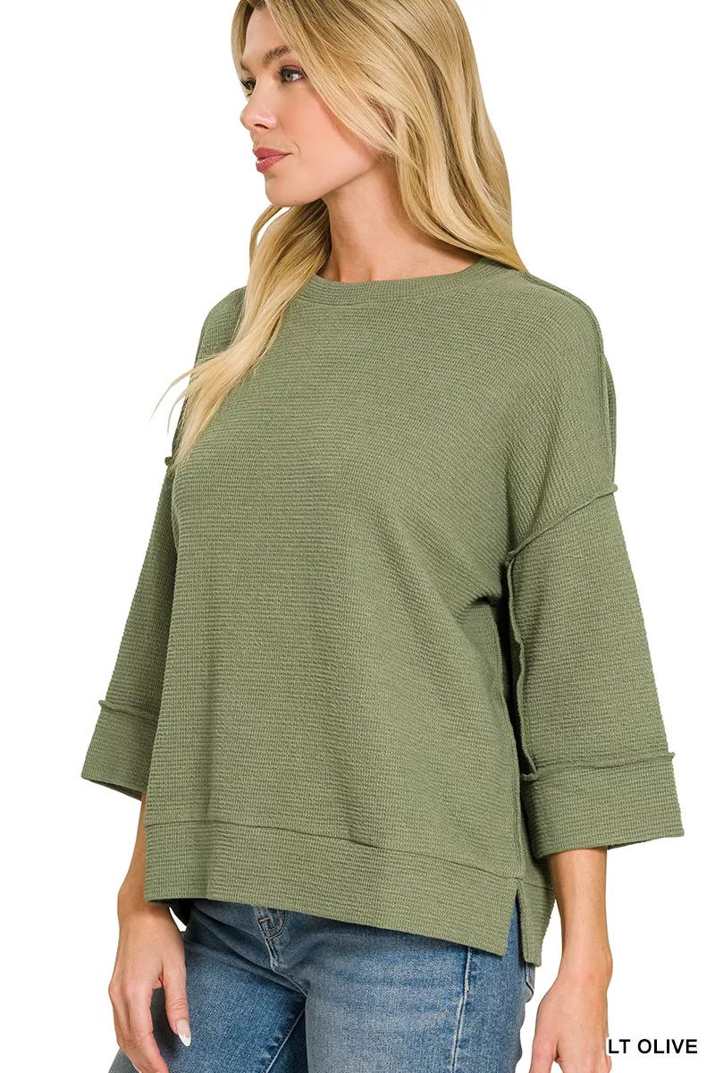 Zenana Double Knit 3/4 Sleeve Top