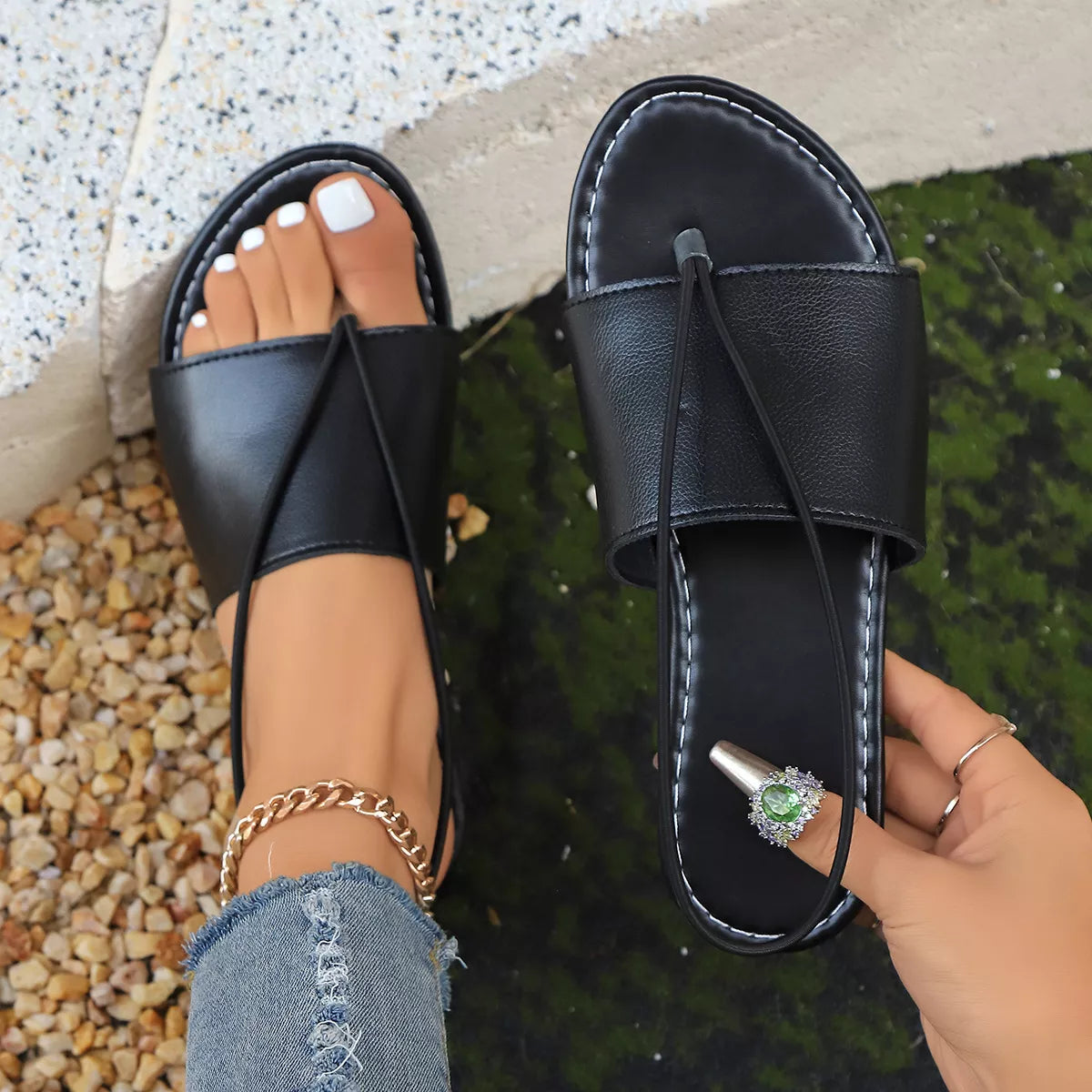 Toe Post Flats Sandals