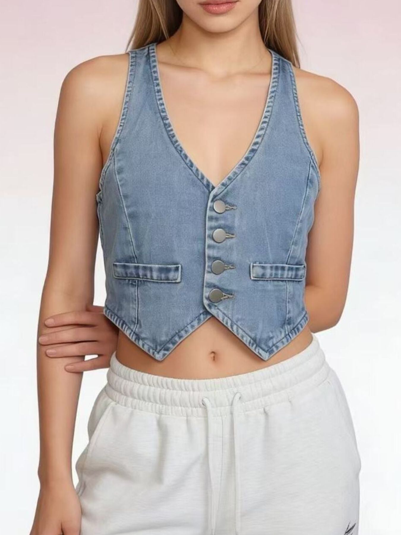Button-Down Denim Vest