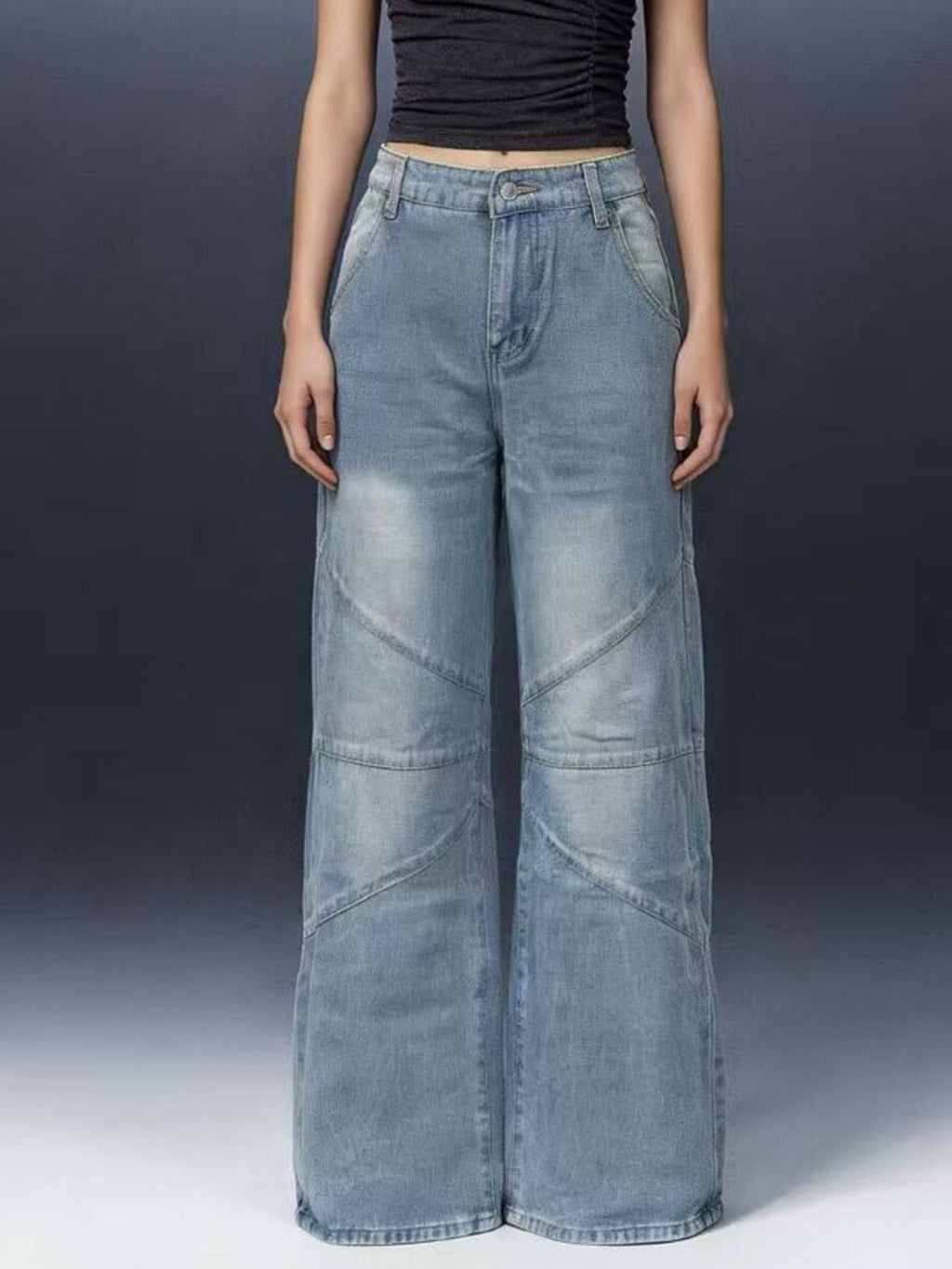 Vintage Wash Wide Leg Jeans