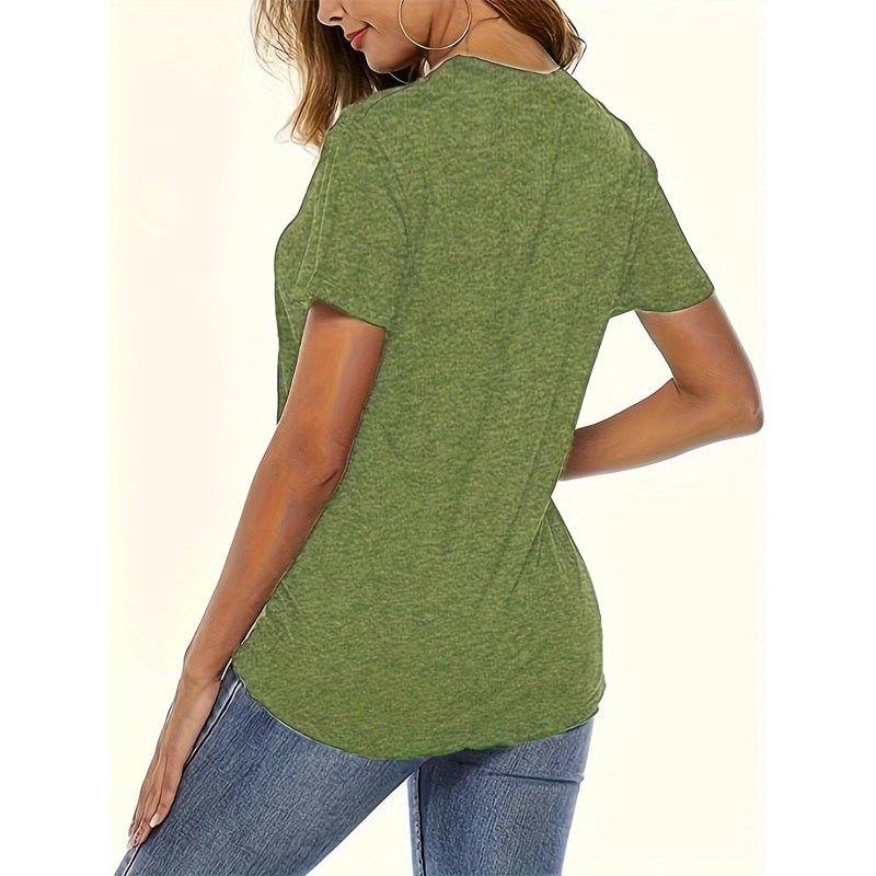 Letter Print Short Sleeve T-Shirt Casual Summer Top