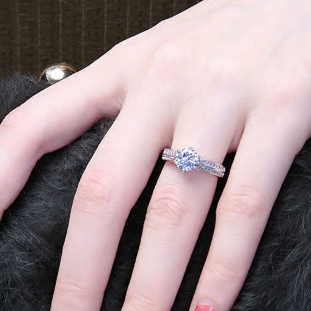 3 Carat 925 Sterling Silver Moissanite Geometric Ring