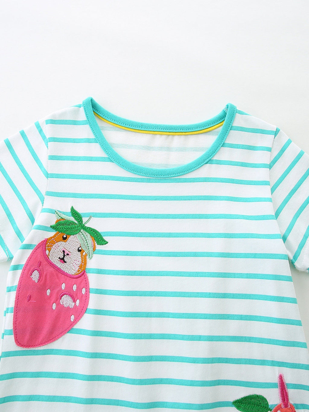 Children's Animal Embroidered Striped Casual Dress