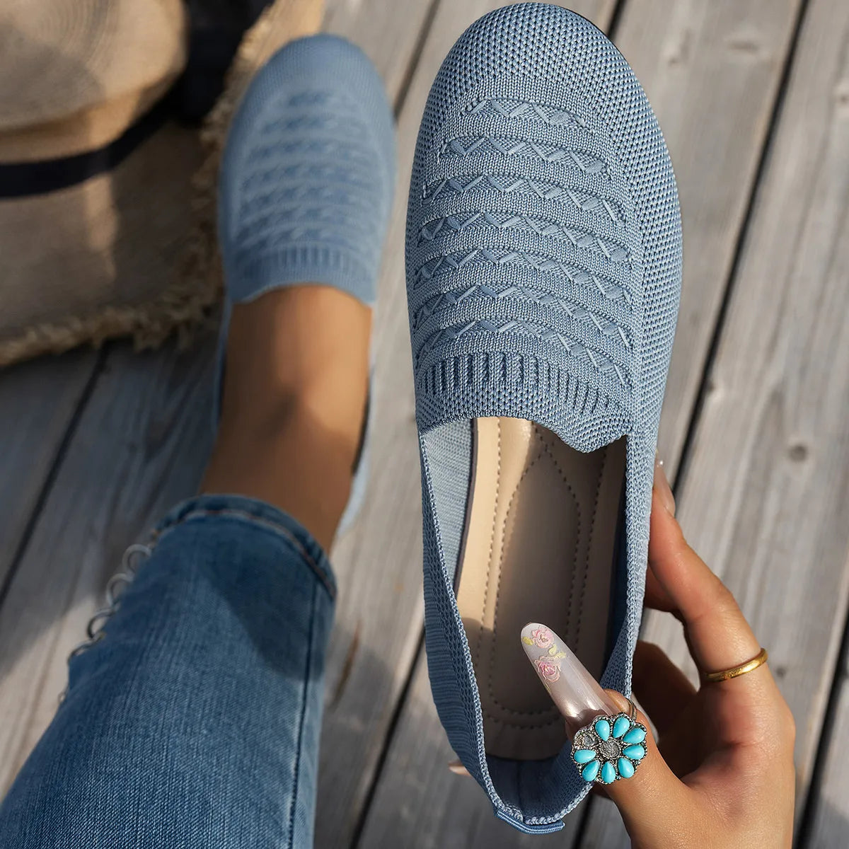 Breathable Knit Slip-On Loafers