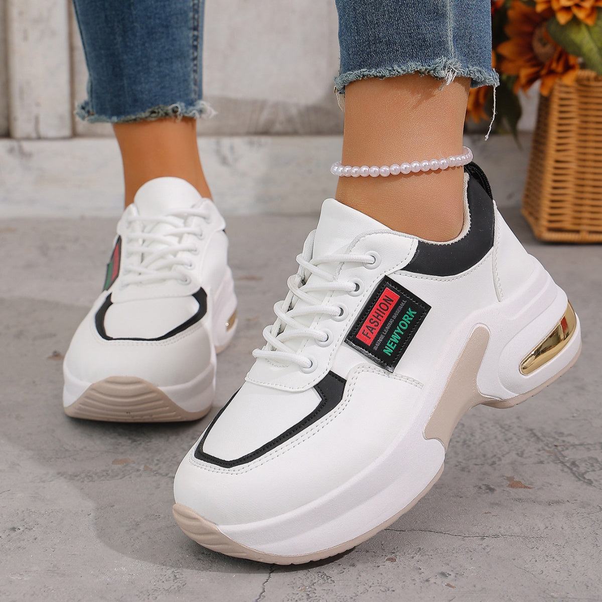 Round Toe Lace Up Sneakers