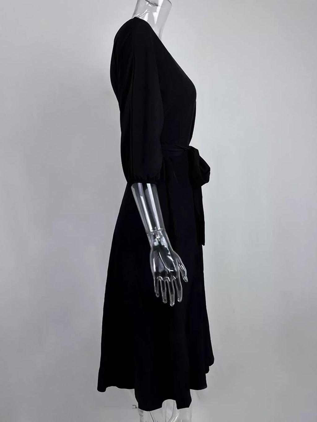 Boat Neck Tie Waist Dress