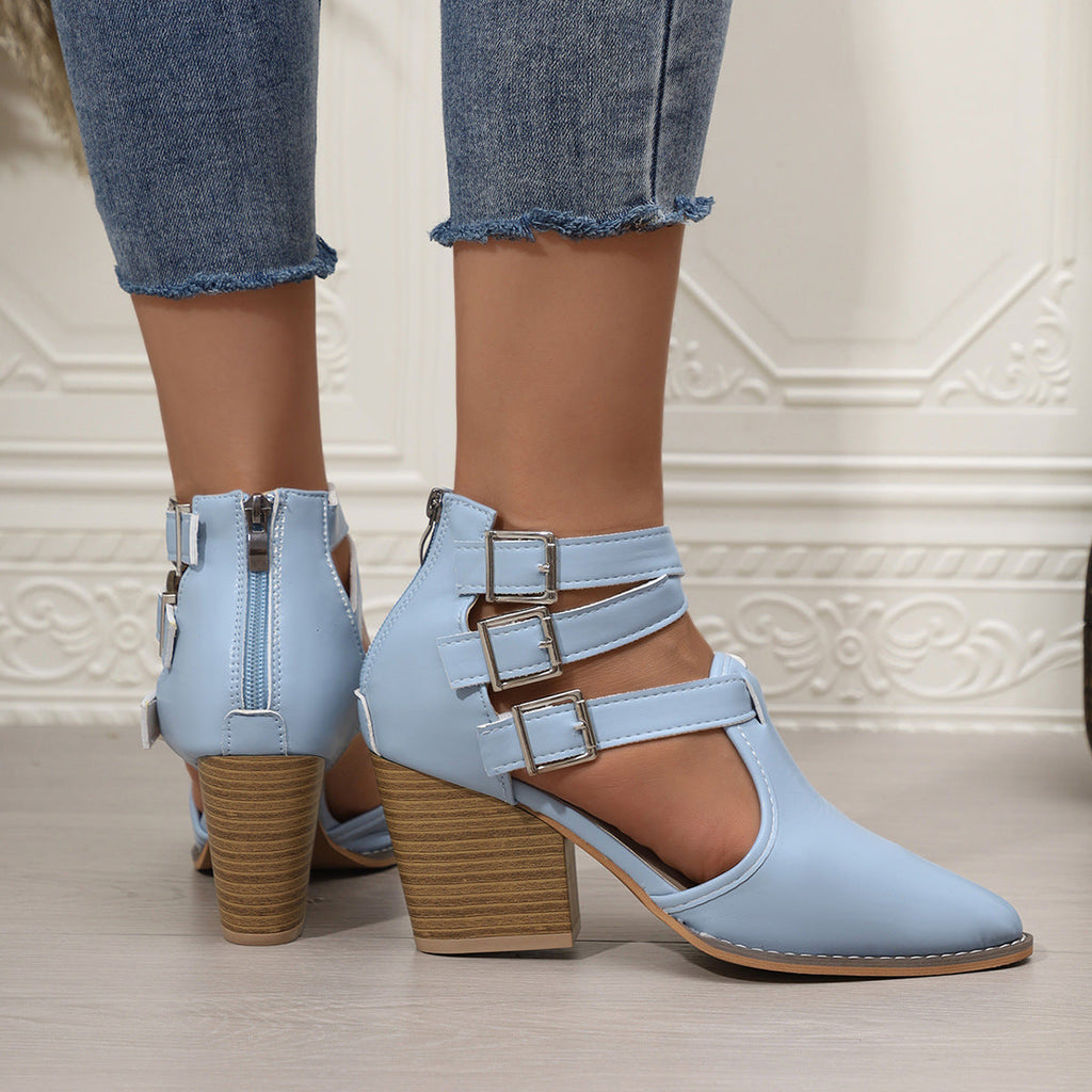 Point Toe Block Heels Pumps