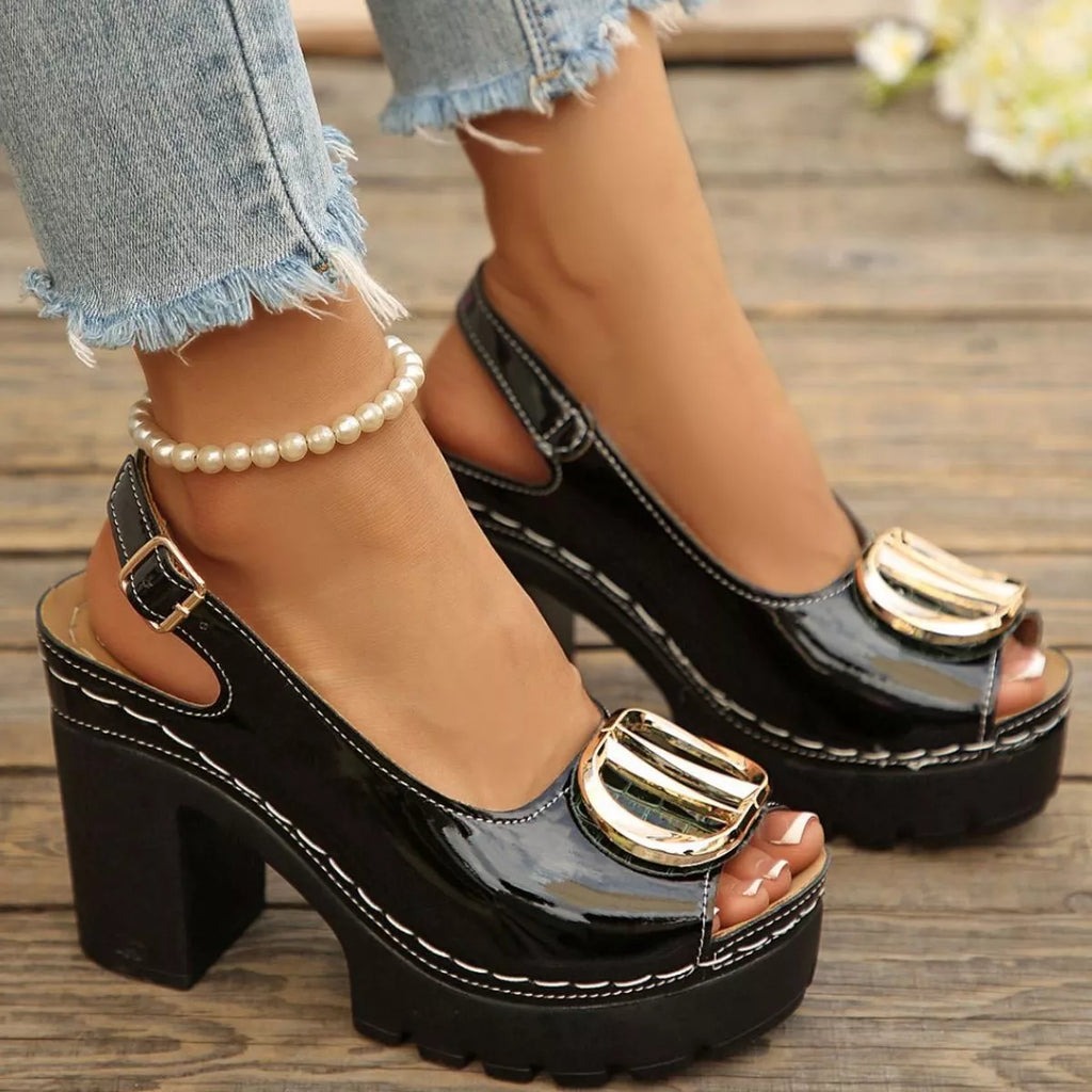 Peep Toe Block Heels Sandals