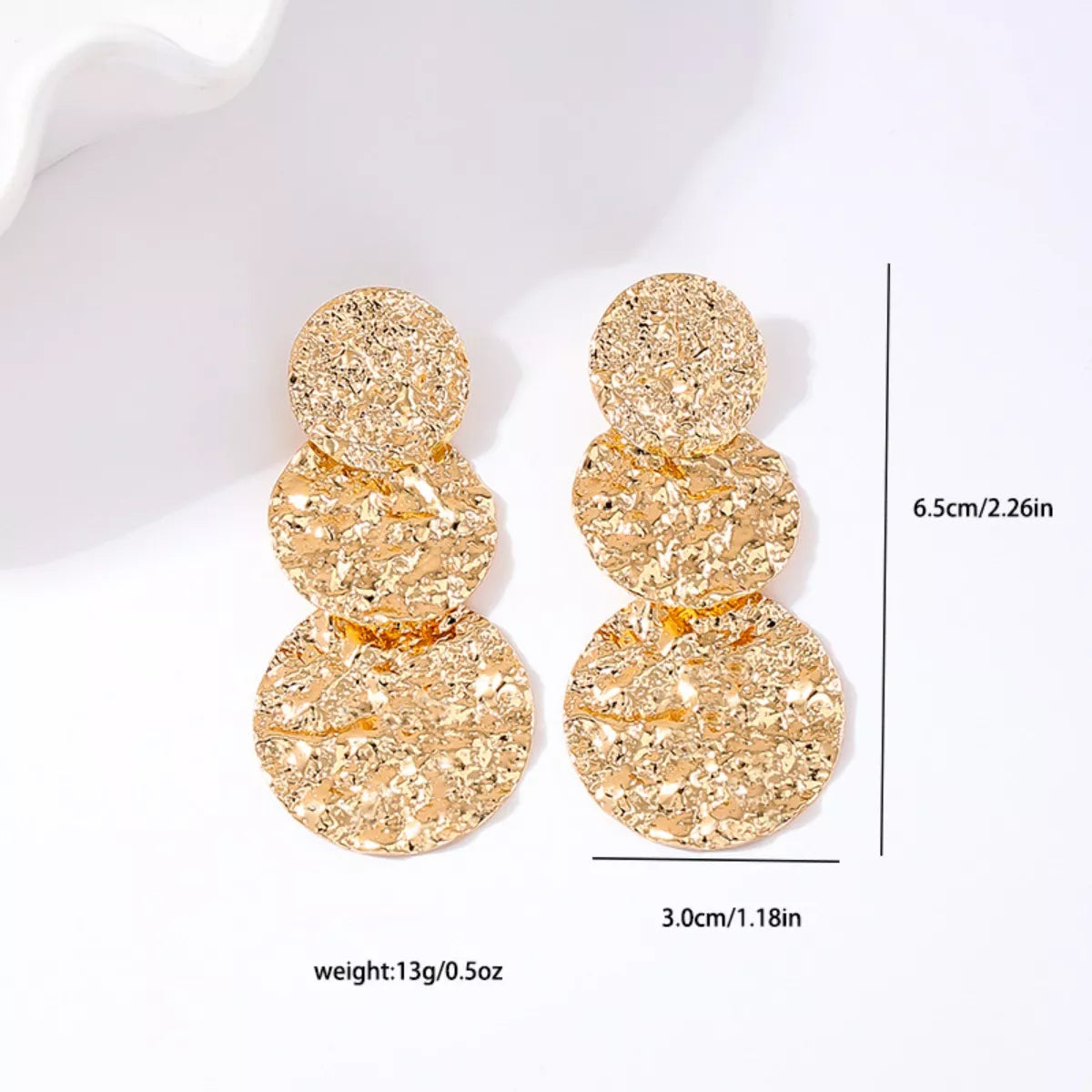 18K Gold-Plated Round Layered Textured Earrings