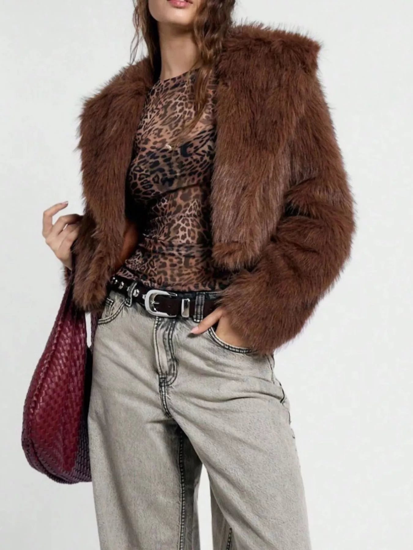 Sheer Leopard Print Long Sleeve Blouse