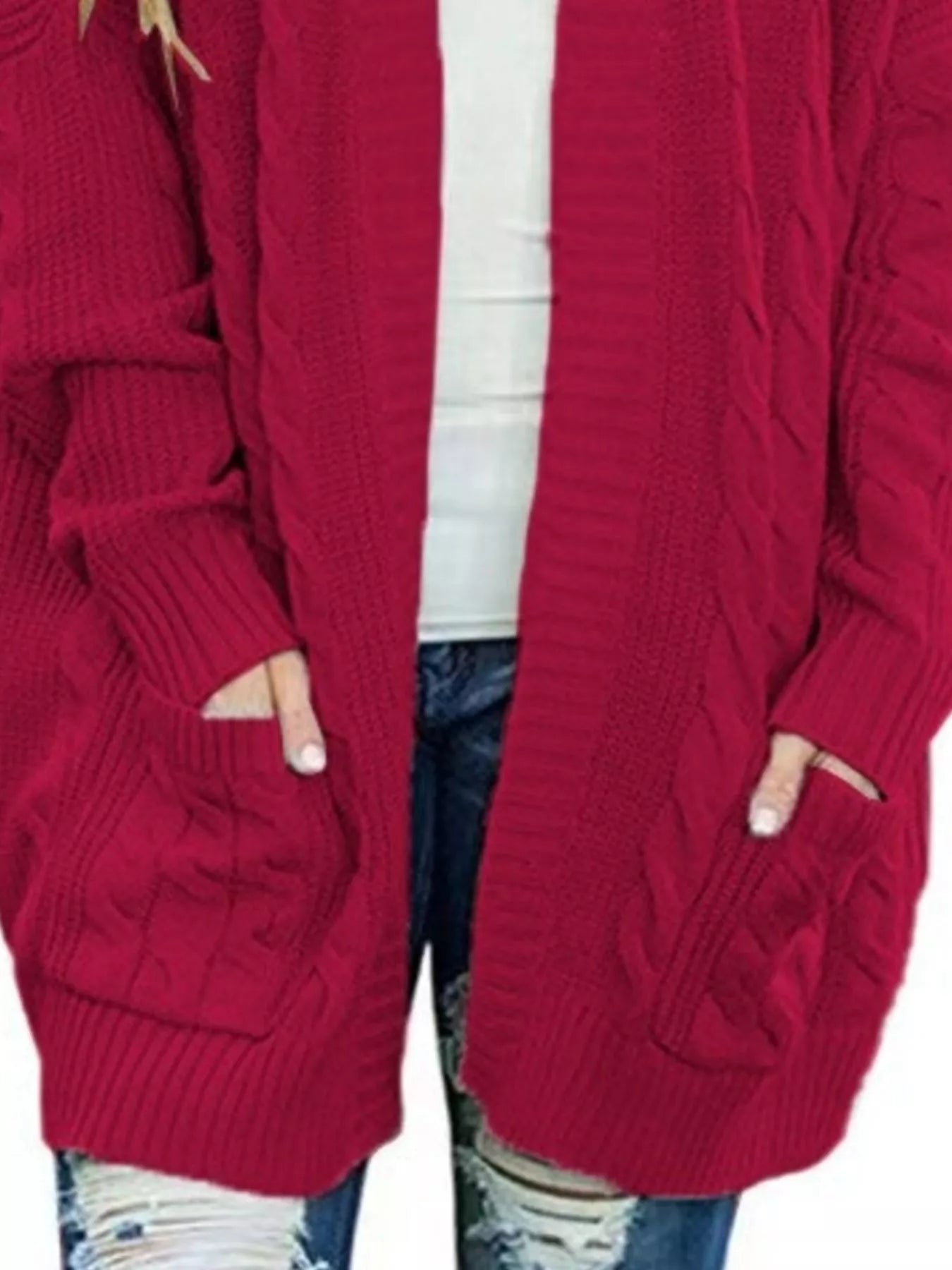 Full Size Chunky Knit Open Front Cardigan Plus Size