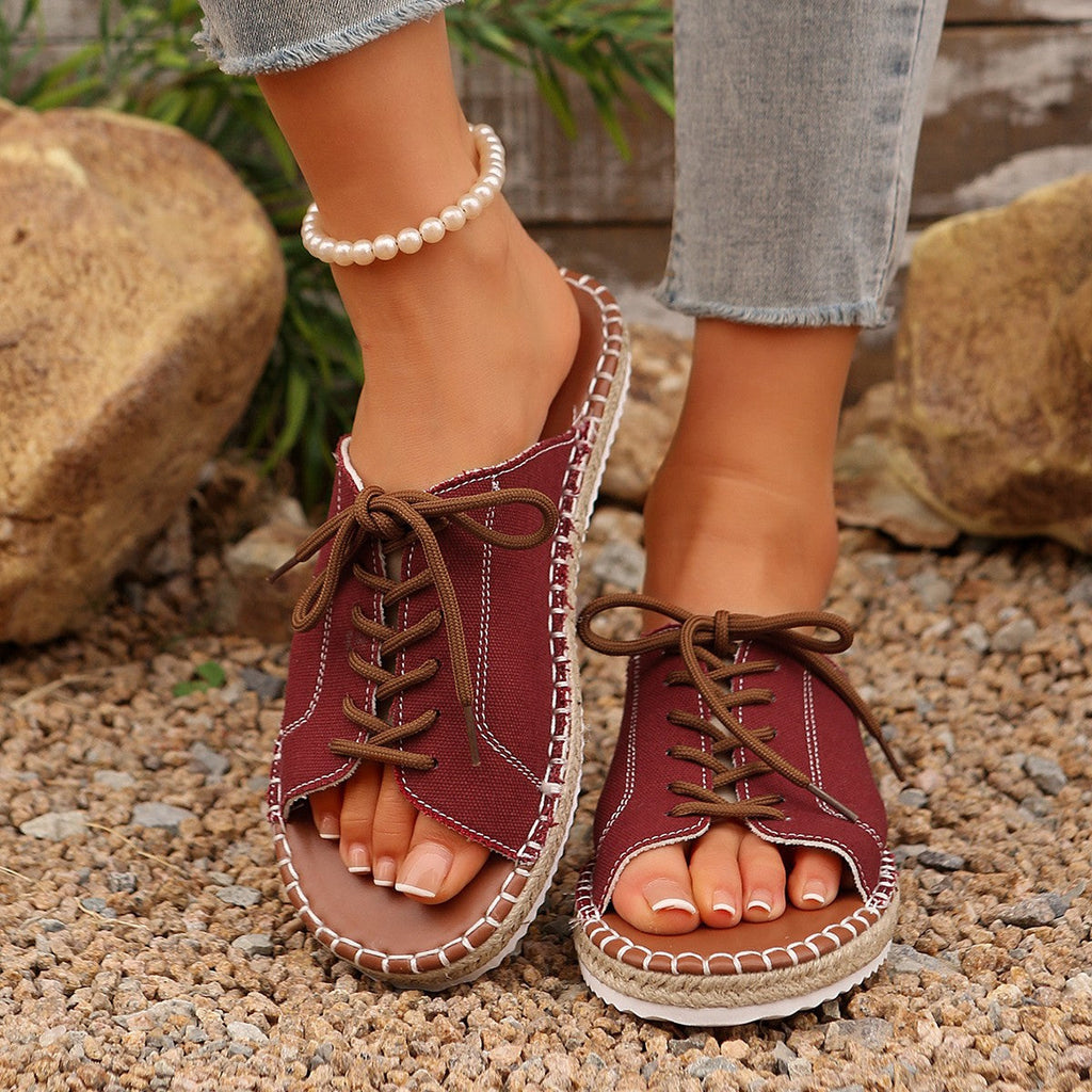 Open Toe Lace Up Sandals