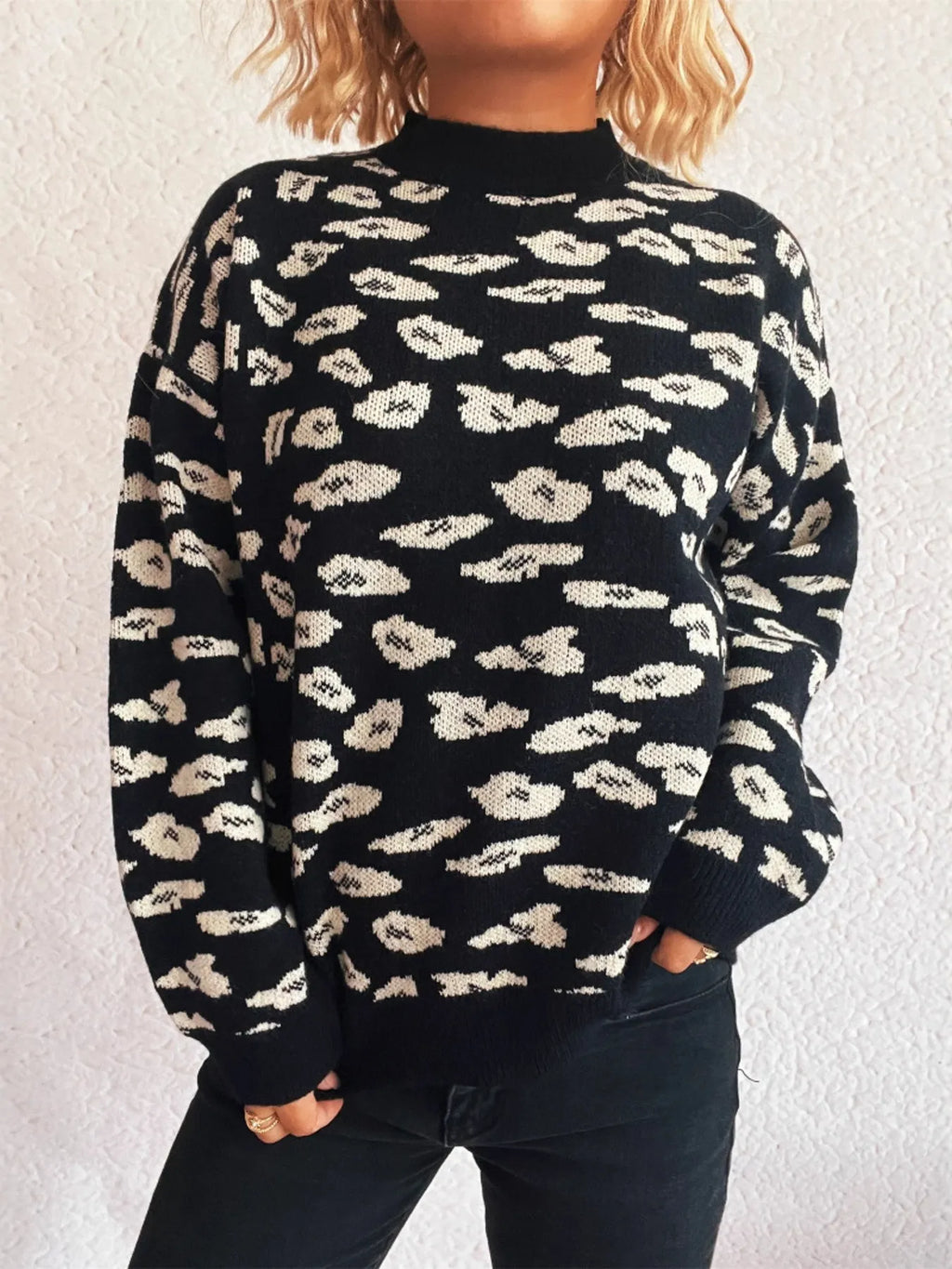 Mock Neck Long Sleeve Sweater