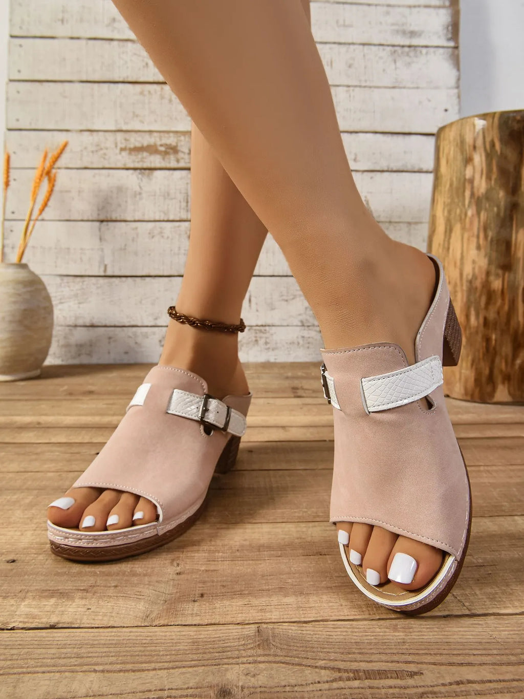 Buckle Block Heel Sandals