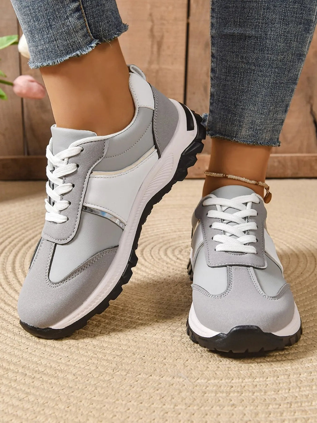Contrast Lace Up Sneakers