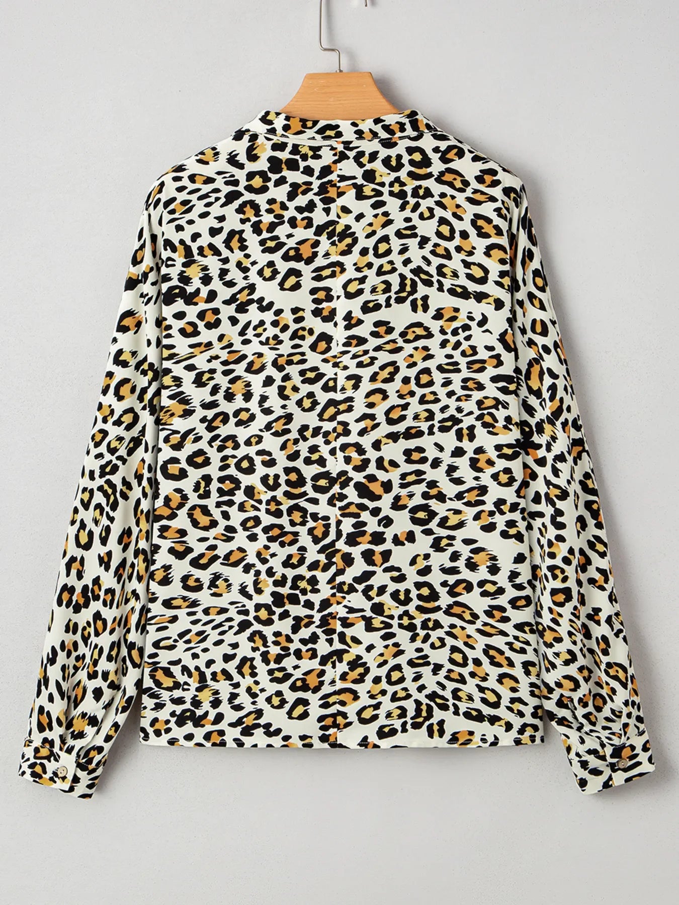 Leopard Print Contrast Striped V Neck Blouse