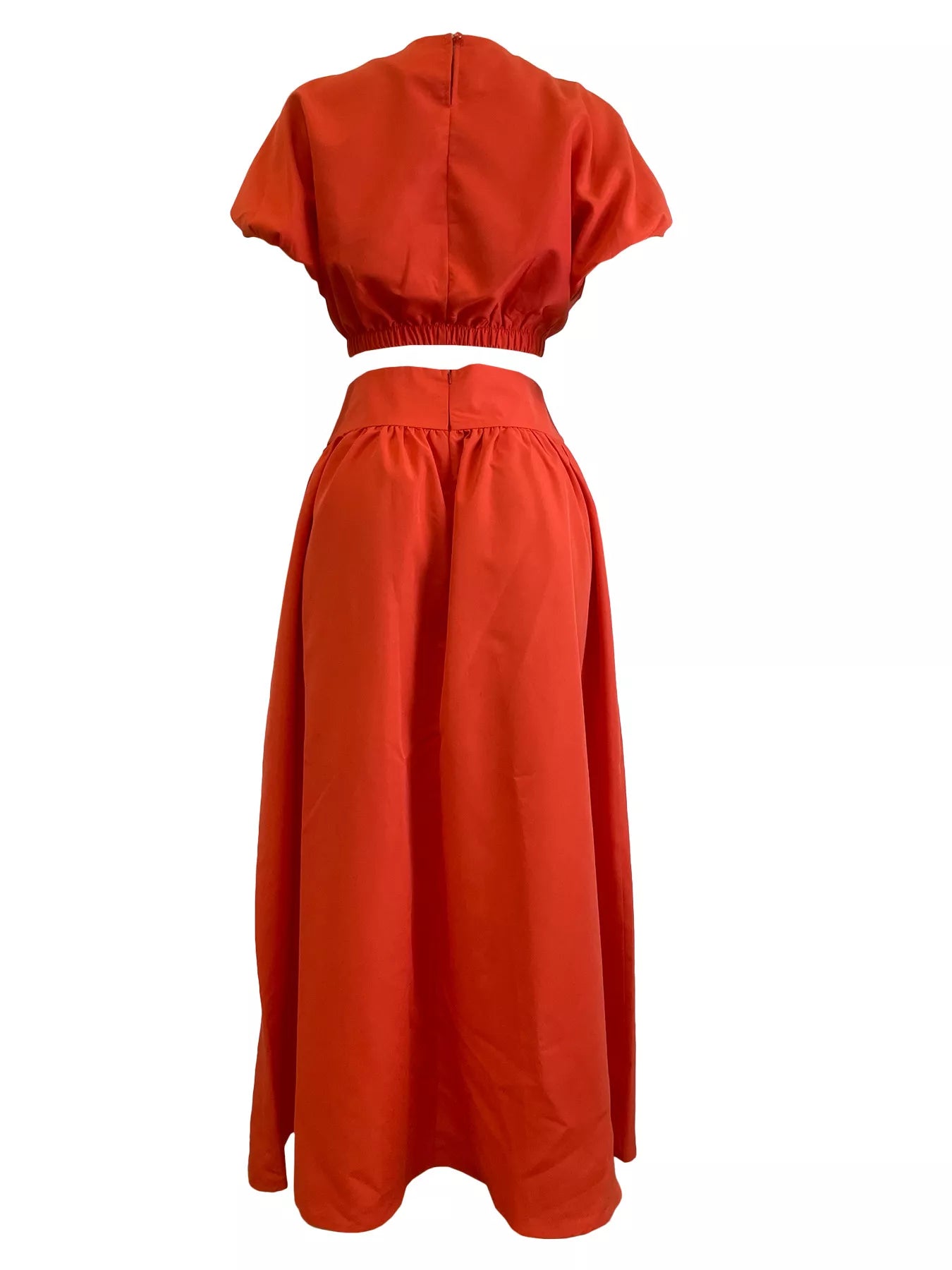 Short Sleeve Crop Top and Skirt Set