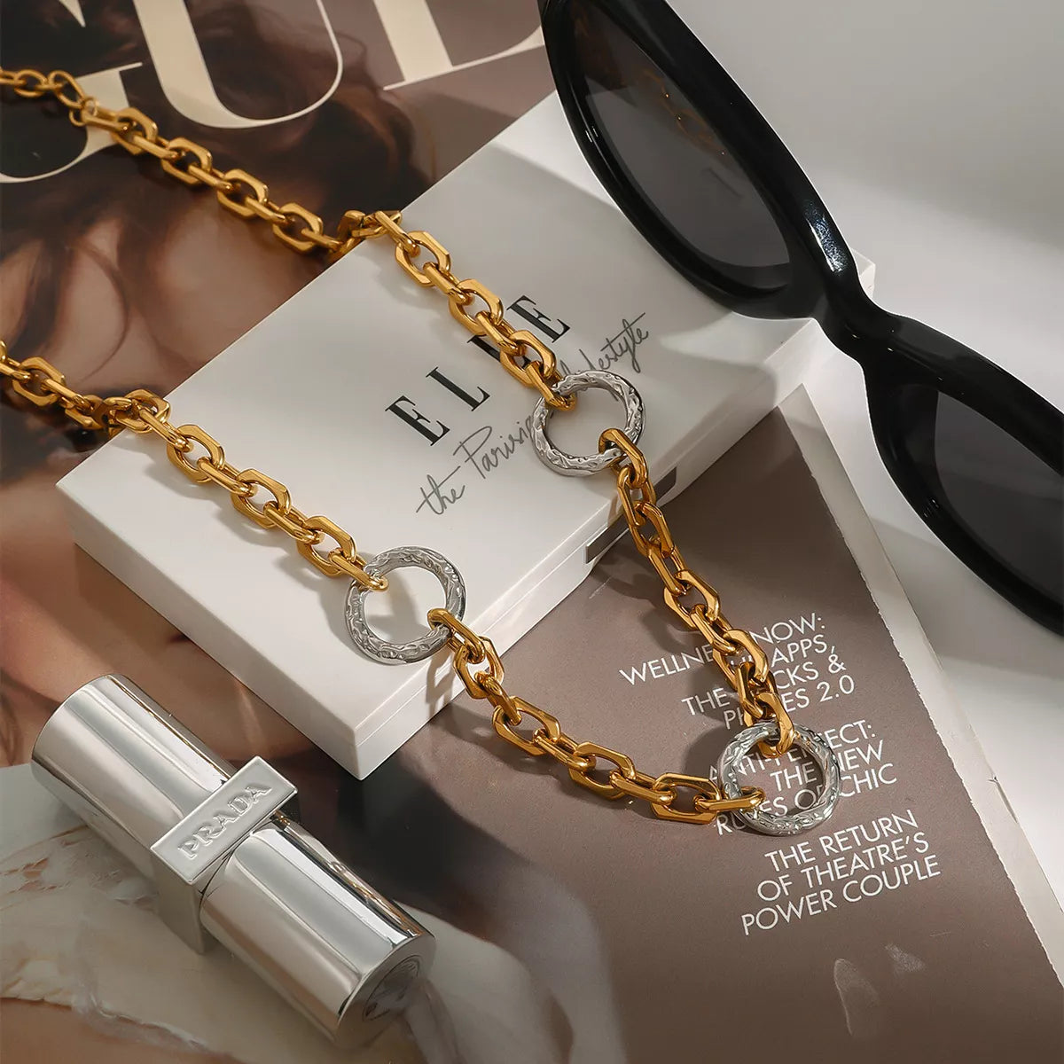 Stainless Steel Chain Link Circle Necklace