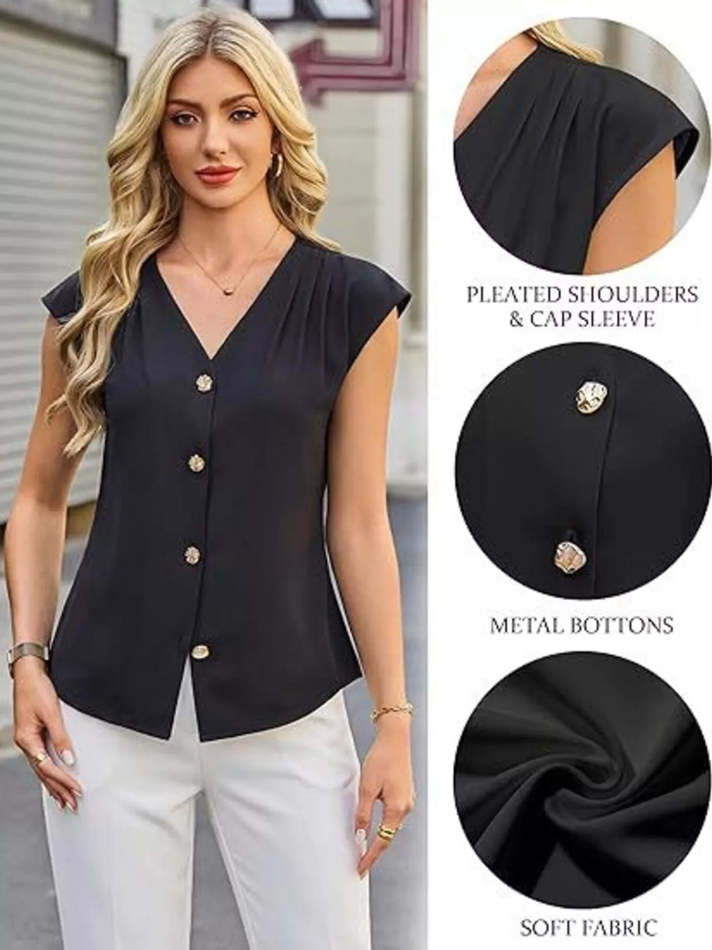 V-Neck Button-Down Shirt