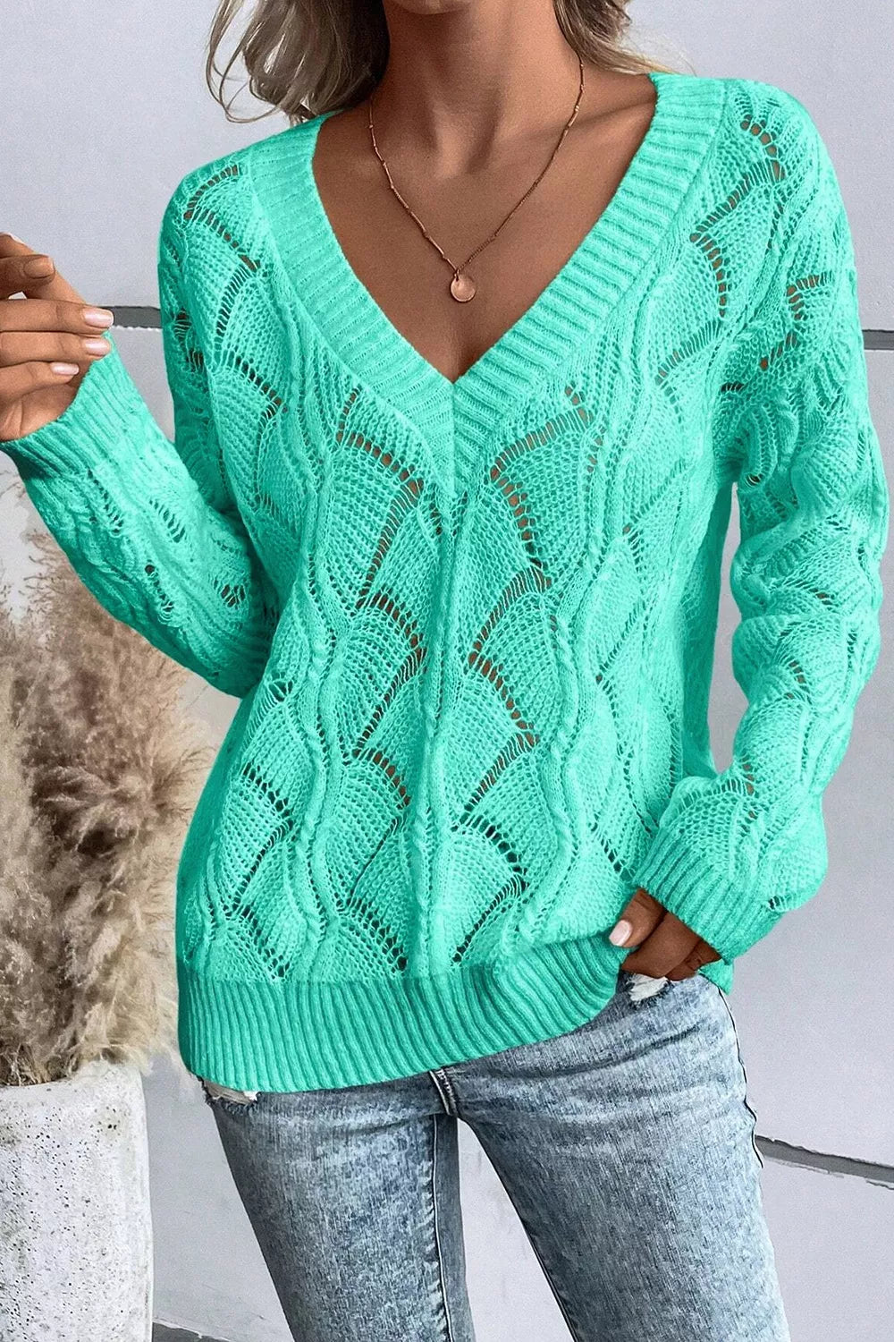Elegant Texture V-Neck Knit Top