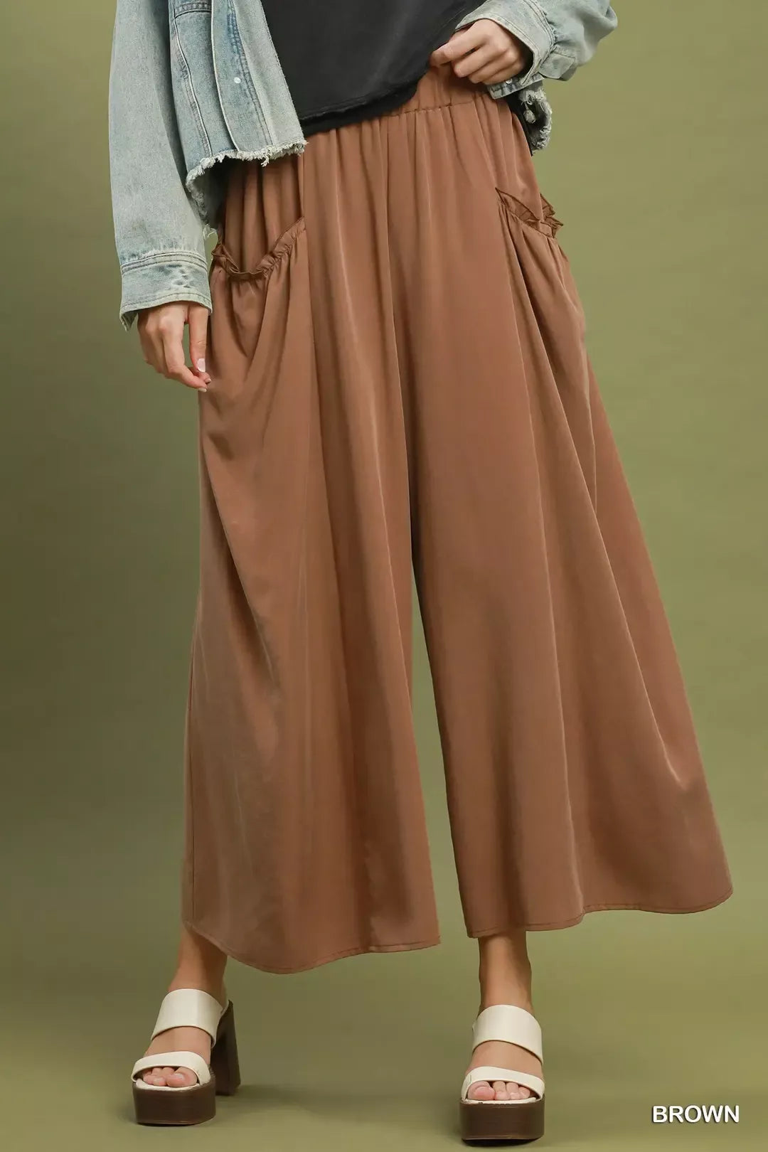 Umgee Flowy Wide Leg Pocket Pants