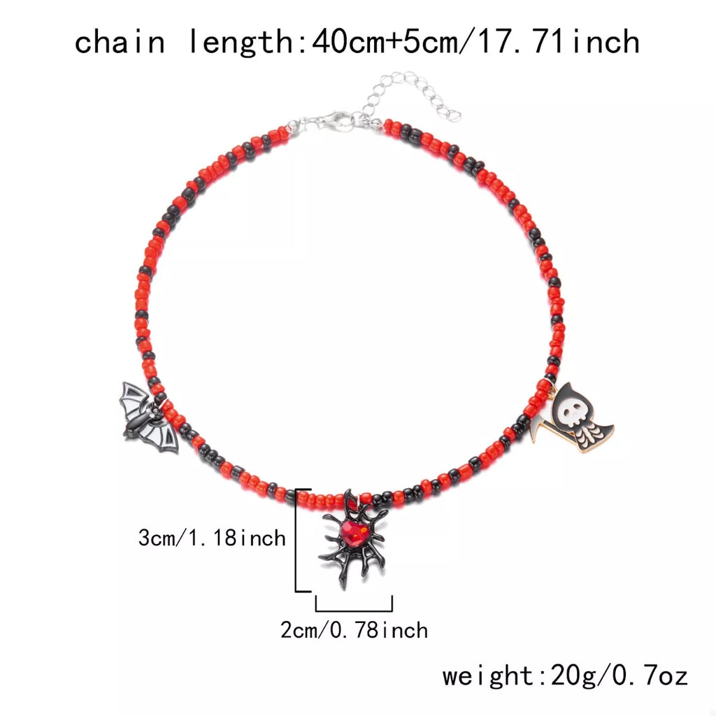 Halloween Spider Web Beaded Necklace