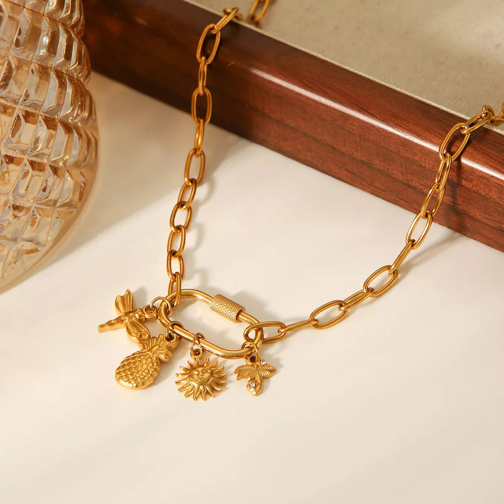 18K Gold-Plated Lock Chain Necklace