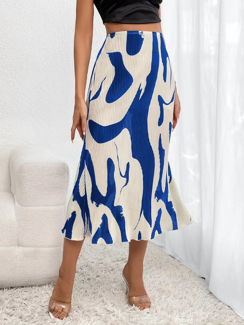 Women’s Tropical Print Pleated Skirt