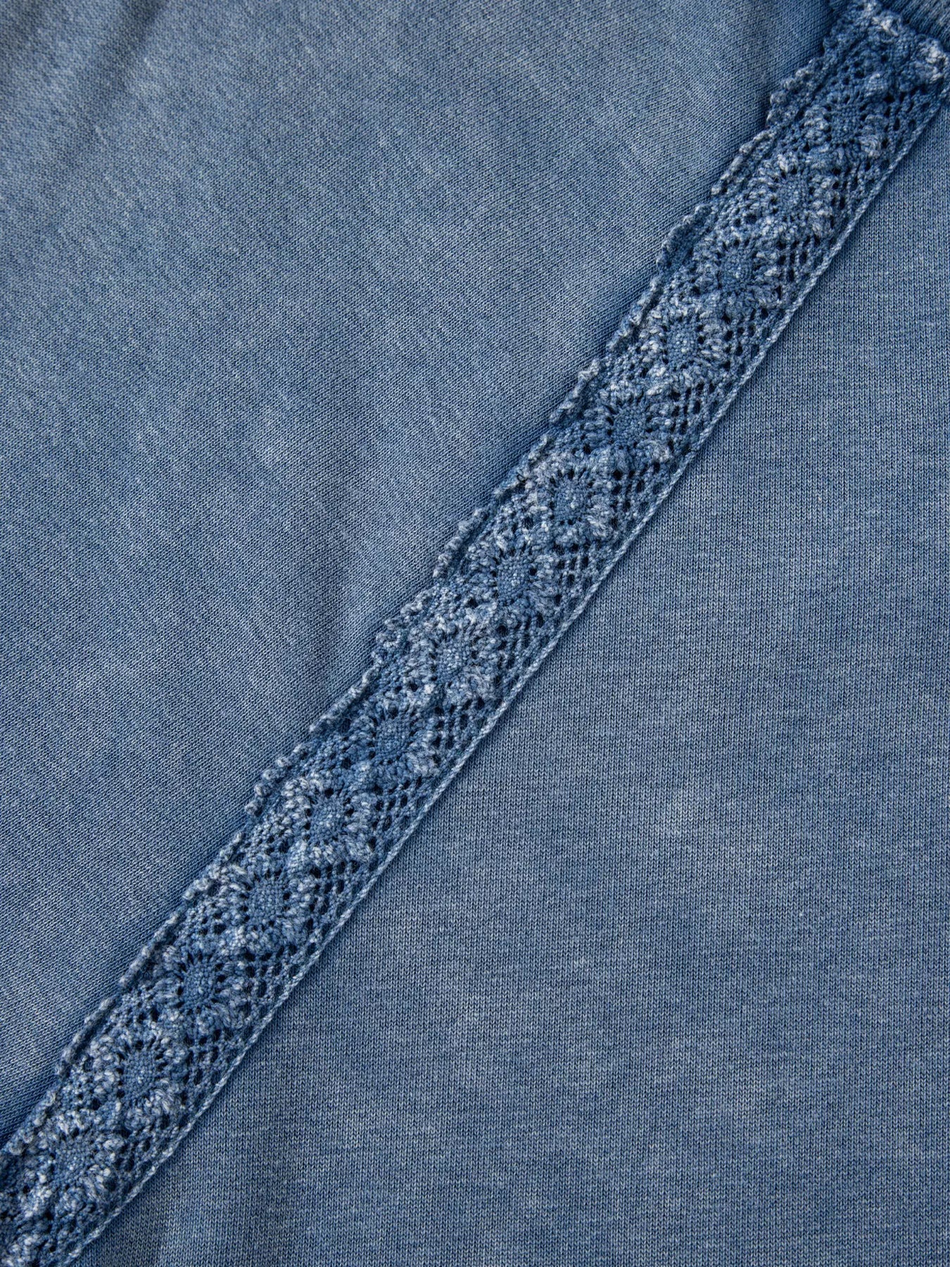Lace Patchwork Detail Notched Neck Mineral Wash Baggy Sweatshirt