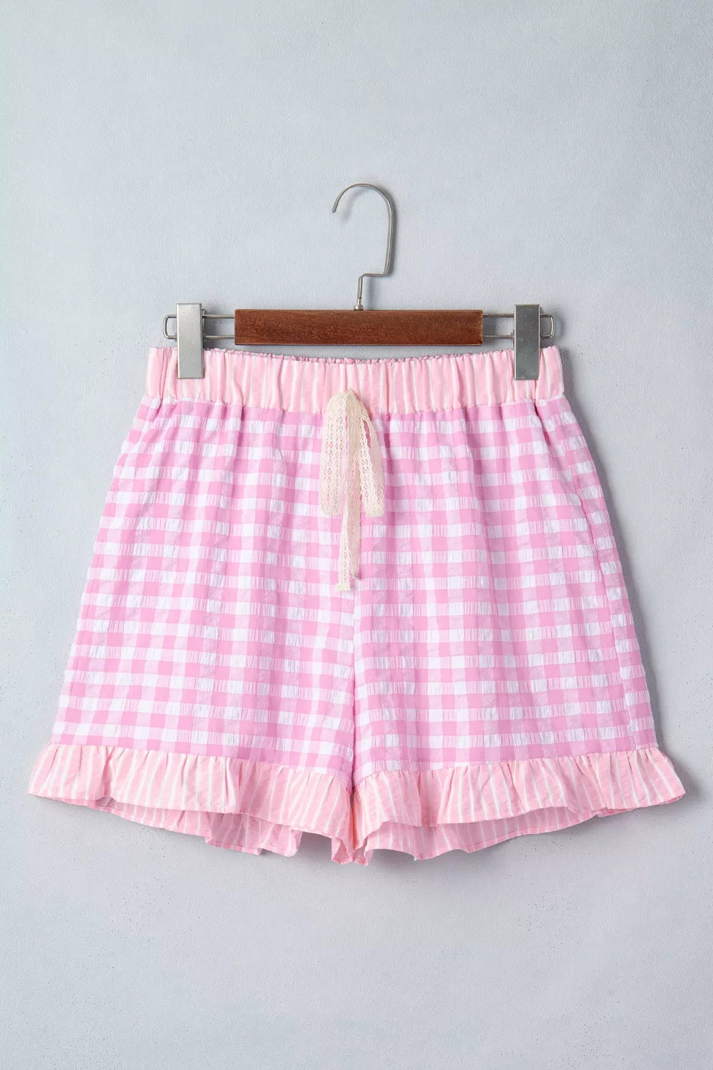 Gingham Ruffle Hem Shorts