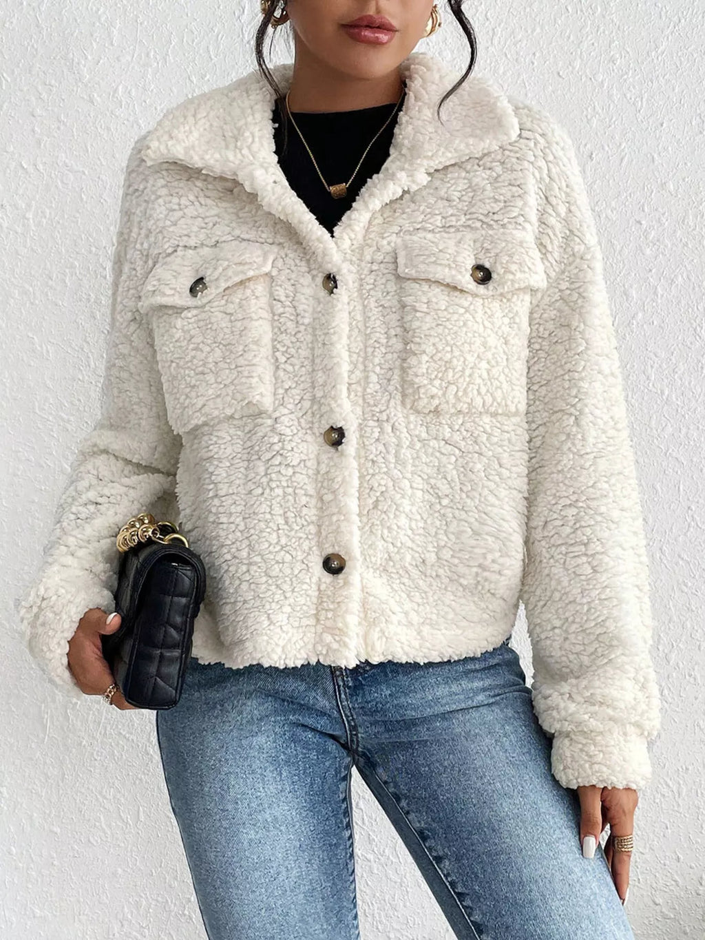 Cozy Sherpa Button-Down Jacket