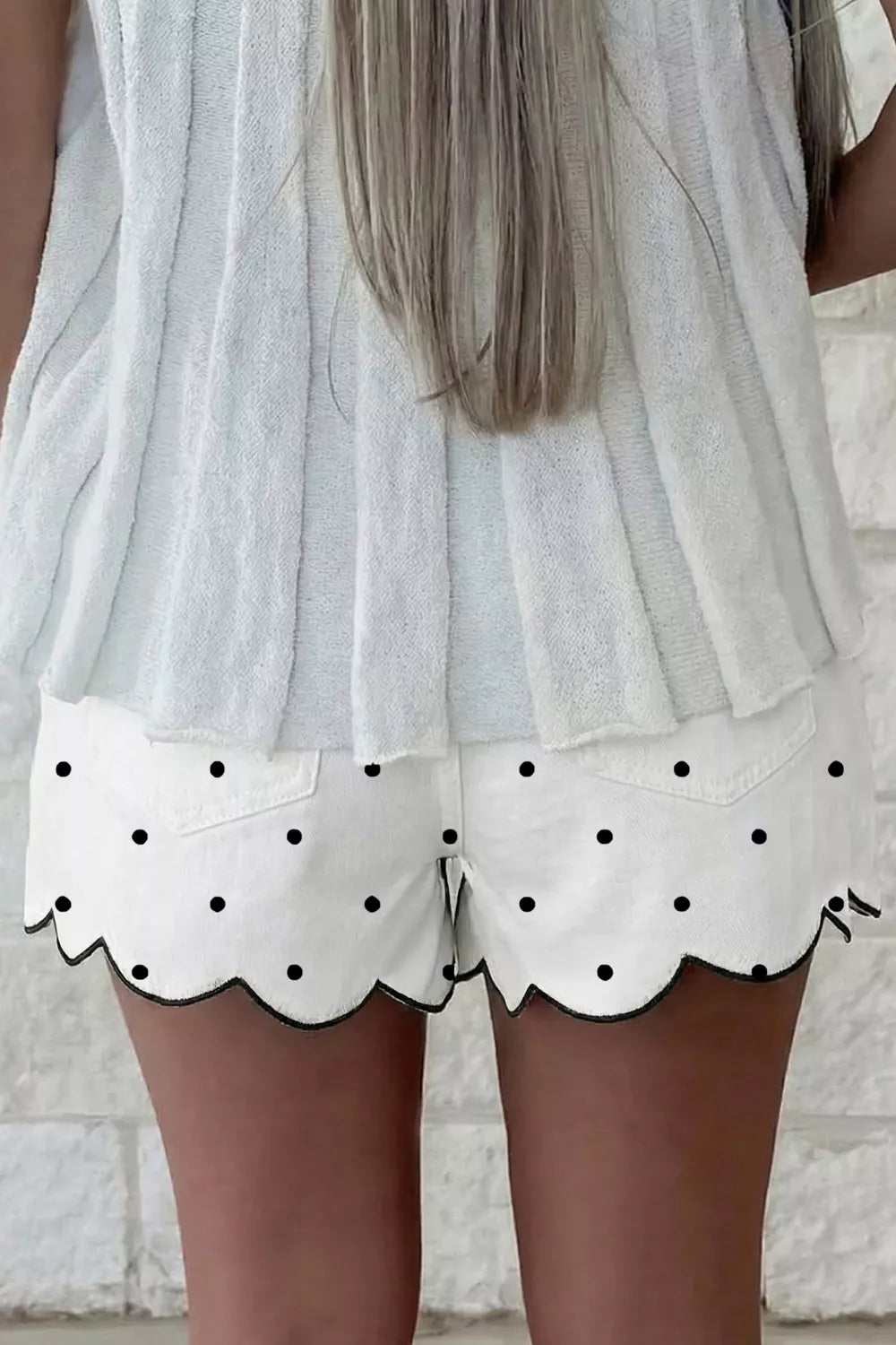 Polka Dot Scalloped Hem Shorts