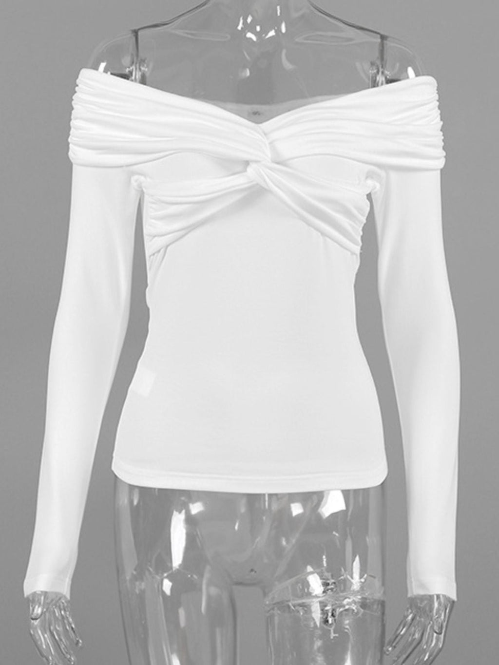 Twist Front Off-Shoulder Long Sleeve Top