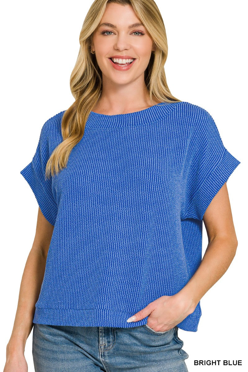 Zenana Raised Rib Cap Sleeve Top