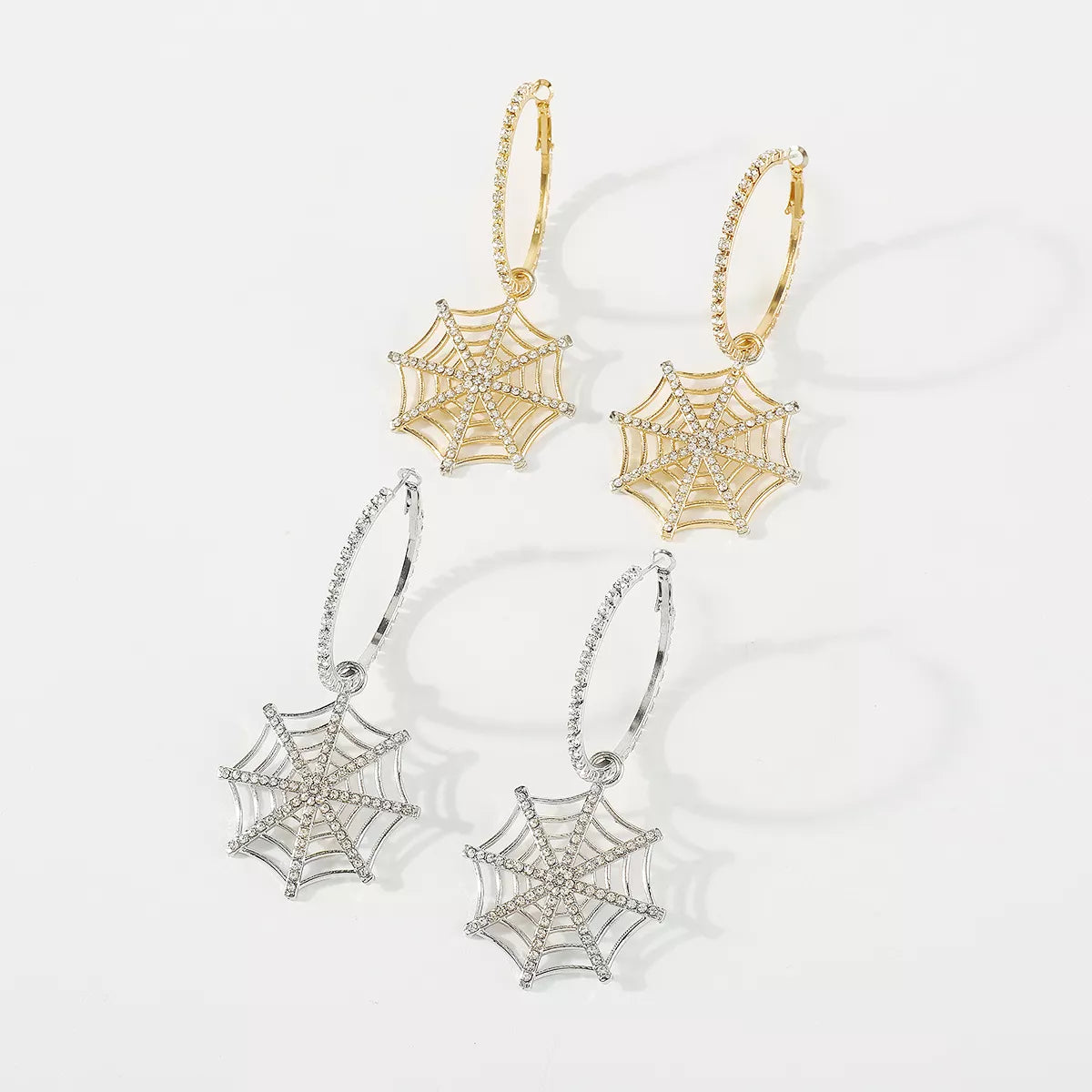 Spider Web Dangle Hoop Earrings