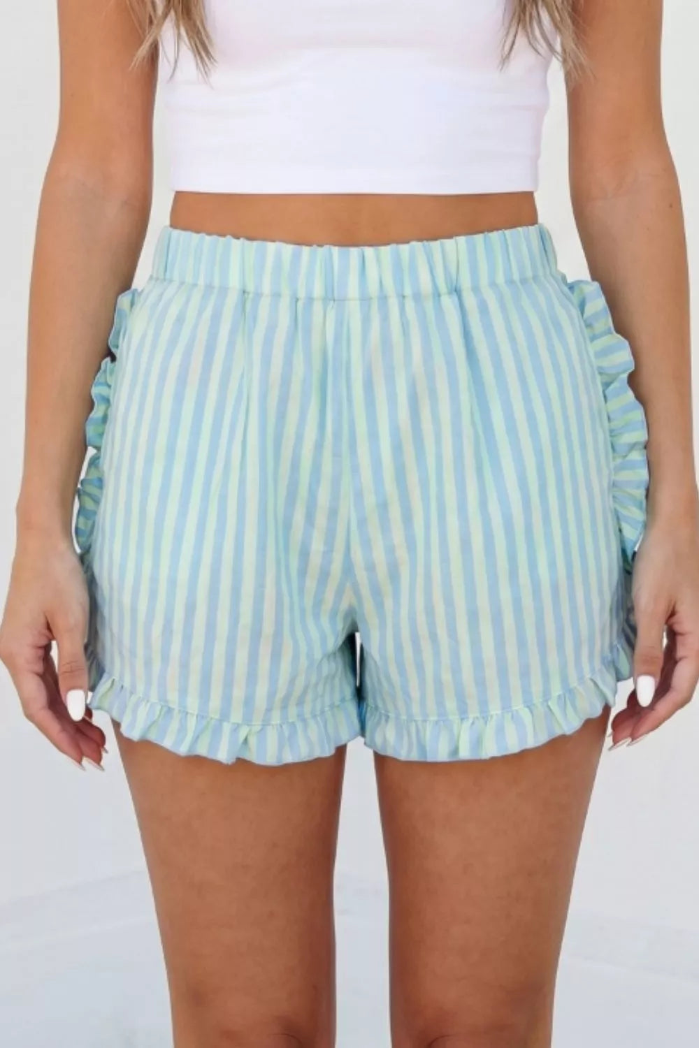 Striped Elastic Waist Shorts