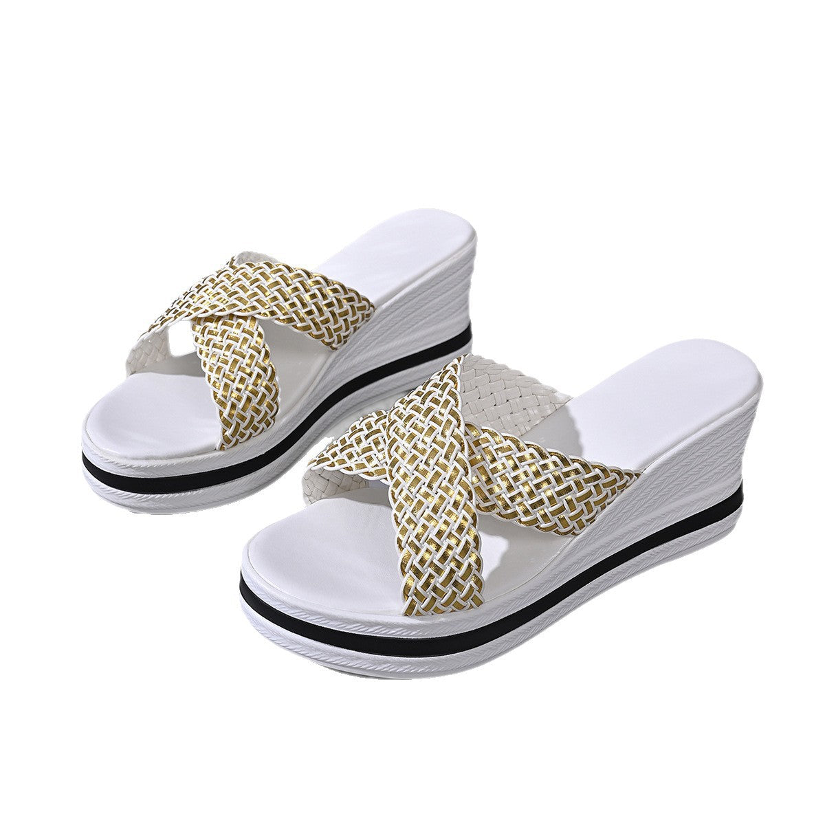 Woven Strap Wedge Sandals