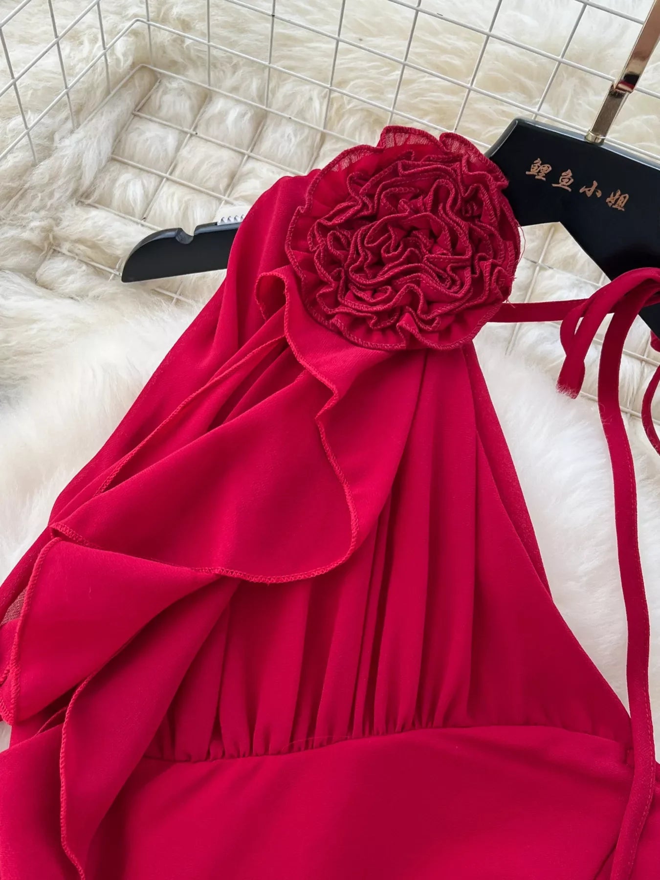 One-Shoulder Floral Decor Dress