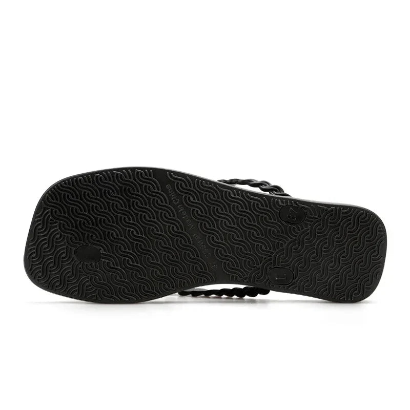 Braided Strap Beach Toe Post Slippers