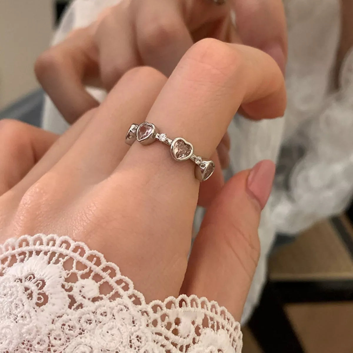 925 Sterling Silver Zircon Heart Ring