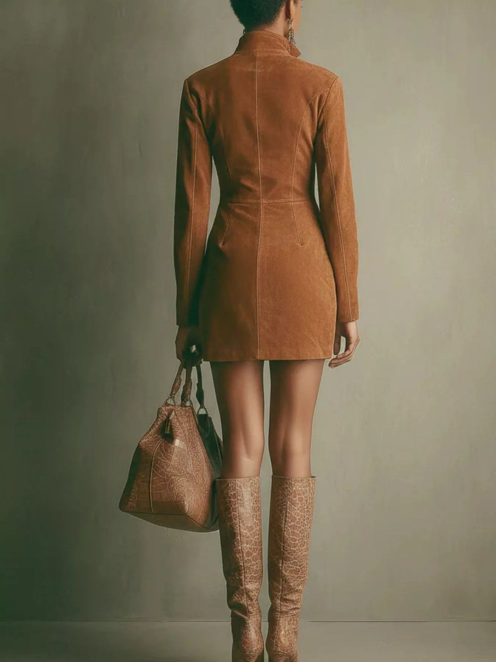Full Size Zip-Up Long Sleeve Mini Dress Plus Size