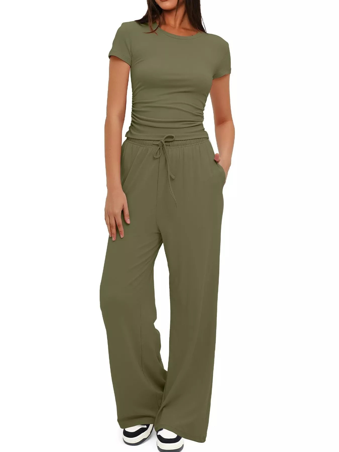 Short Sleeve Top and Drawstring Pants Set